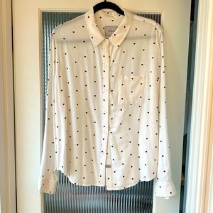 Rails White Heart Button Down Blouse • Size Large